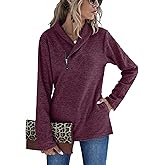 Romanstii Quarter Zip Sweatshirt for Women Fall Long Sleeve Cowl Neck Top 2025 Fashion Pullover with Pockets
