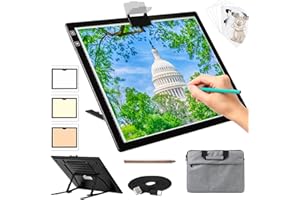 TSOCOS A3 Light Board for Diamond Painting - Rechargeable Tracing Light Box with Carry Bag, 3 Colours Stepless Dimmable 6 Levels Brightness Light Pad, Battery Powered Portable Light Pad for Tracing