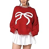 MINSURE Womens 2025 Fall Sweater Long Sleeve Crewneck Cropped Knit Sweaters Plus Size Cute Bow Pullover Tops