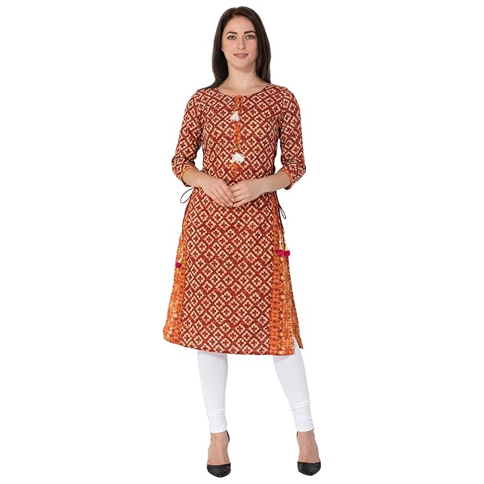 Women's Cotton Straight Kurti (Red)