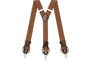 Kohentact Suspenders for Men with Clip & 6 Buttons 1.4in Y-Shape Stainless Steel