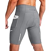 Bikewa Men's Bike Shorts 3D Padded Cycling Road Biking Mountain Riding Biker Bicycle UPF 50+ Cycle Shorts Zipper Pockets