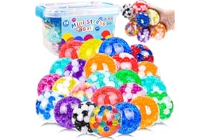 DULEFUN 24pcs Mini Stress Balls, Squishy Balls for Adults Stress Relief Squeeze Fidget Balls Set for Party Favors Birthday Goodie Bag Stuffers