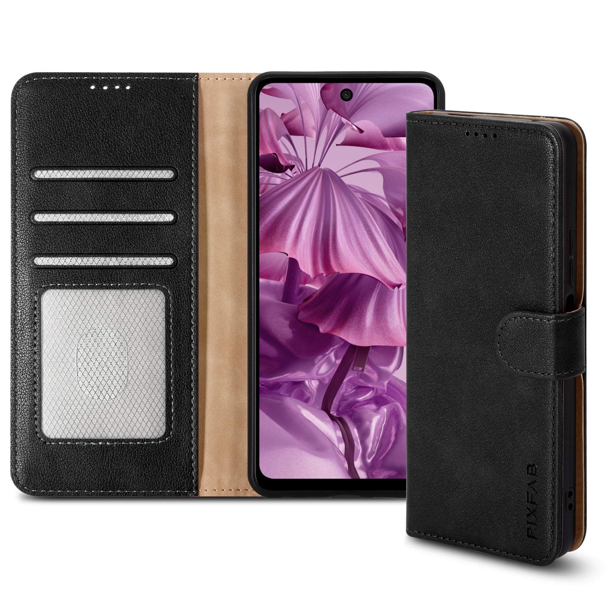 PIXFAB for HMD Pulse/HMD Pulse Pro/HMD Pulse Plus Case - Leather Wallet Phone Case, Magnetic Book Flip Folio Cover [Card Slots] and [Kickstand] Case Compatible with HMD Pulse Pro Plus - Black