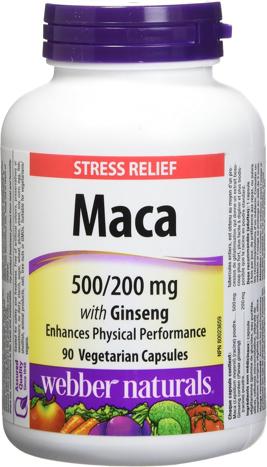 ber Naturals Maca with Ginseng Vegetarian Capsule, 500mg Amazon.ca