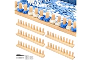 77” Chunky Blanket Loom Knitting Loom, Extra Large Chunky Yarn Frame for Hand Knitting, Wooden Frame for DIY Throw Blankets, 