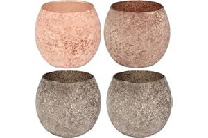 Brown Glass Candle HoldersSet of 4, Vintage Frosted Amber Votive Candle Holders for Thanksgiving Decorations, Decorative Teal
