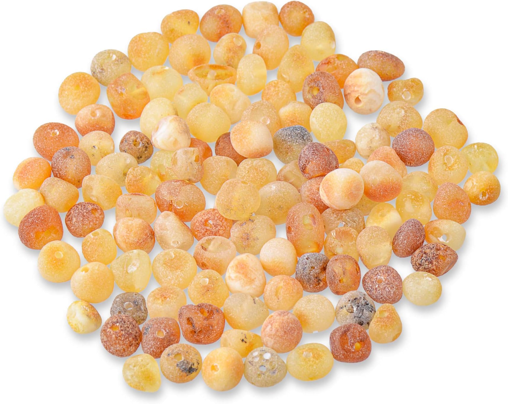 Gumstone 50 Piece Unpolished Natural Mix Amber Beads | 100% All Natural Baltic Amber | Perfect for Necklaces, Bracelets, Handcrafted Jewelry for Natural Remedies, Absorbs Negative Energies