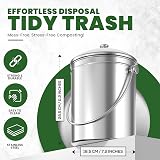 Utopia Kitchen Stainless Steel Compost Bin 1.3 Gallon with Charcoal Filter view 2
