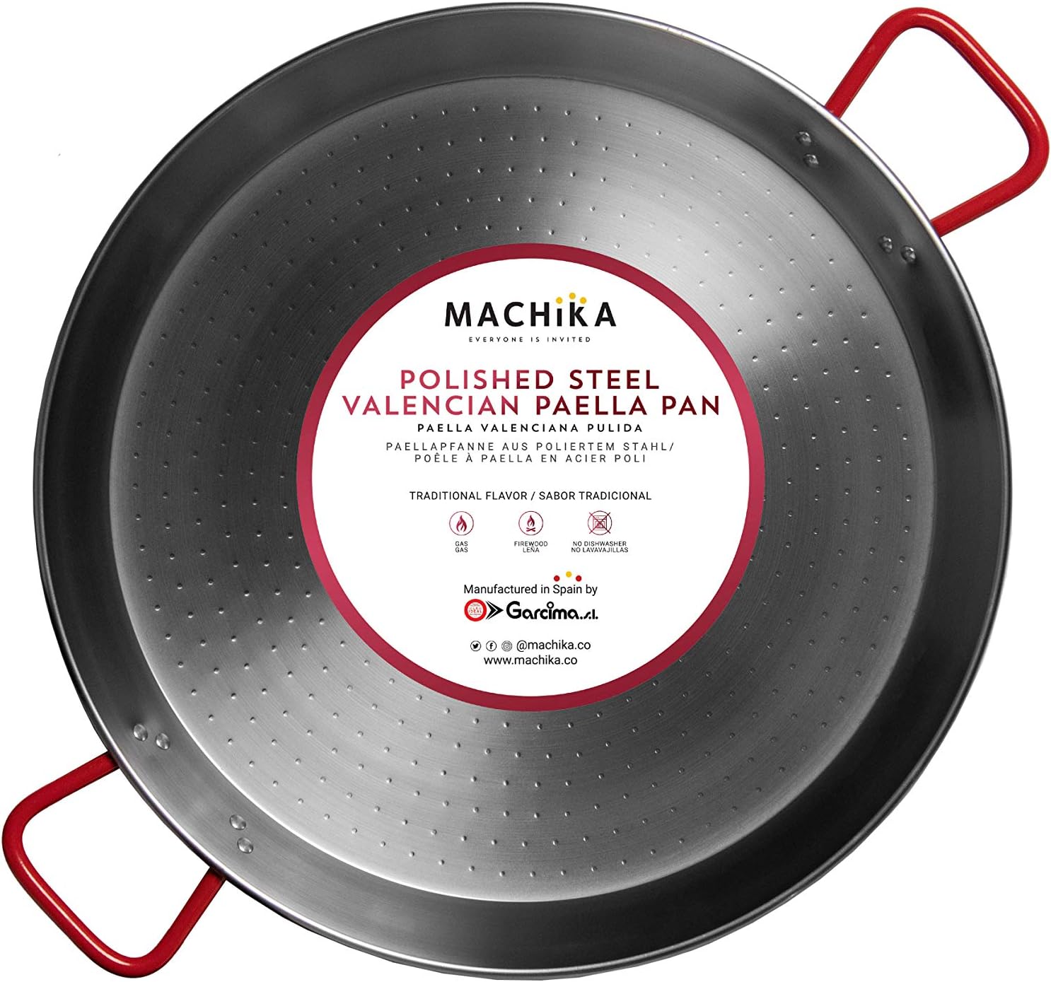 Machika Polished Steel Paella Pan 18 inch (46 cm) Kitchen