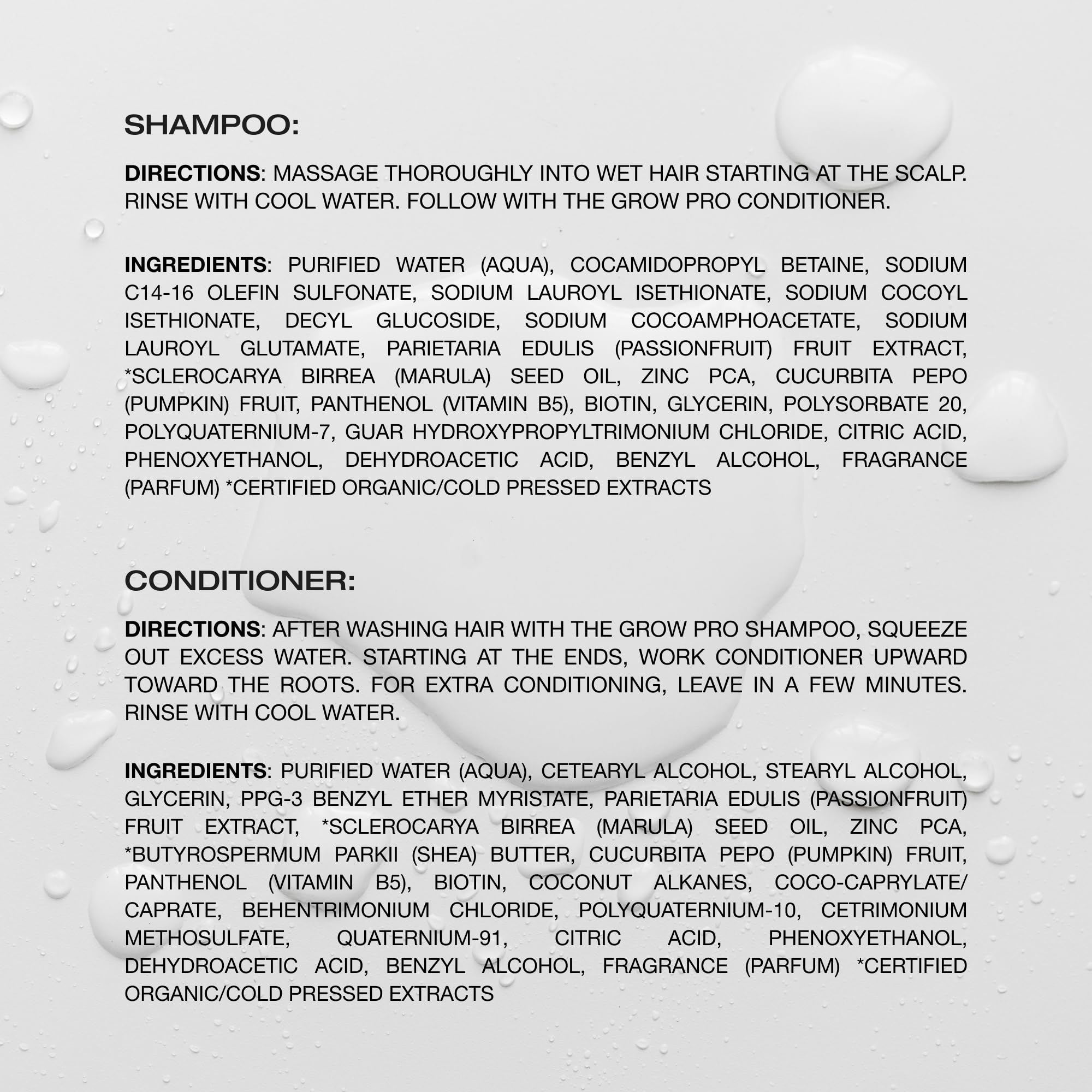Raw Sugar Grow Pro Hair Care Bundle- Shampoo & Conditioner with Vegan Biotin for Anti-Thinning & Pro-Lengthening, Passion Fruit & Marula for Fuller Hair, Formulated without Sulfates + Parabens