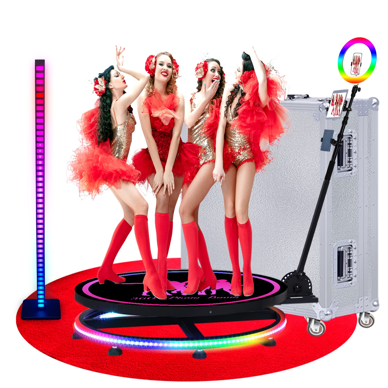 Photo 1 of ZANOGI 360 Photo Booth Machine with Flight Case & Battery Pack for Parties,360 Slow Motion Camera Booth with Custom Magnetic Logo & Deluxe Suit,Control by APP or Remote,Flight Case (39.6 in)