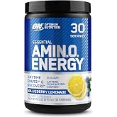 Optimum Nutrition Amino Energy Powder, Blueberry Lemonade, 9.5 Oz | Anytime Energy Powder with BCAAs, Amino Acids, Caffeine from Green Tea &amp; Coffee Beans, Keto Friendly, Muscle Recovery Support