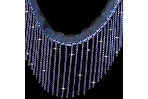 SUYUN WELL 1 Yard Rhinestone Fringer Trim Diamond Ribbon Crystal Tassel Sparkle Jewel Chain for Cloth Sewing Crafts DIY Decoration (Blue)