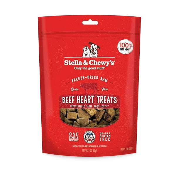 STELLA & CHEWY’S FREEZE-DRIED RAW SINGLE INGREDIENT BEEF HEART TREATS, 3 OZ. BAG