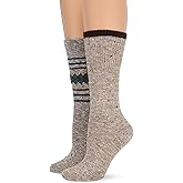 Wise Blend Women's Wool Blend Casual Aztec Knit Pattern Crew Socks 2 Pair Pack