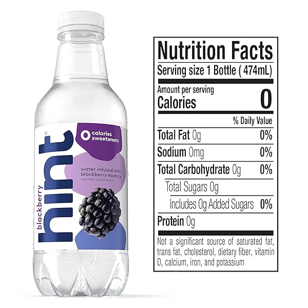 HINT WATER BLACKBERRY SINGLE BOTTLE, ONE 16 OUNCE BOTTLE, PURE WATER INFUSED WITH BLACKBERRY, ZERO SUGAR, ZERO CALORIES, ZERO SWEETENERS, ZERO PRESERVATIVES, ZERO ARTIFICIAL FLAVORS
