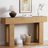 TEROL 63 Inch Long Console Table, Narrow Rectangular Sofa Table Behind The Couch, Farmhouse Entryway Table for Entrance, Hallway, Living Room (Natural)
