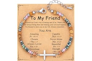 TONY & SANDY Christian Cross Bracelet for Women, Stocking Stuffers for Women, Confirmation Baptism Easter Gifts, Unique Gift for Friends Daughter Mom Sister in Christ on Birthday Christmas