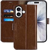 MONASAY Wallet Case for iPhone 17 6.3 inch,Magnetic Flip Cover with Card Holder Slots and Kickstand RFID Blocking Shockproof PU Leather Folio Compatible with iPhone 17 Phone Case, Brown