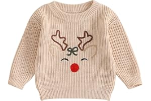 BEAUTOOLY Infant Newborn Baby Christmas Sweater Cute Candy Cane Warm Knitted Sweater Top Toddler Fall Winter Clothes