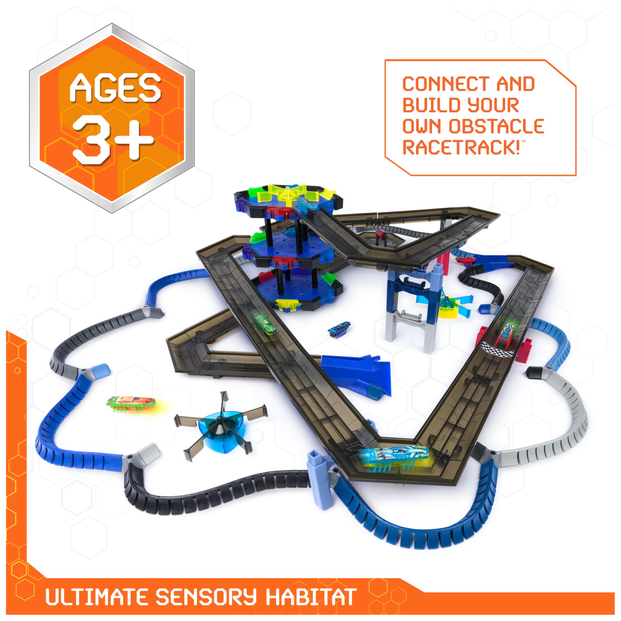 HEX Bots Nanotopia, Sensory Toys for Kids & Cats with Over 130 Pieces & 7 Nano Bots, Toy Playsets & Mini Robot Toy for Kids Ages 3 & Up, Batteries Included