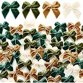Suncalla 300 Pcs Mini Christmas Bow Christmas Velvet Bows for Crafts 1 Inch Ribbon Bowknot Ornament for Sewing Scrapbooking Gift Wrapping(Plain,Dark Green, Light Green, Brown, White)