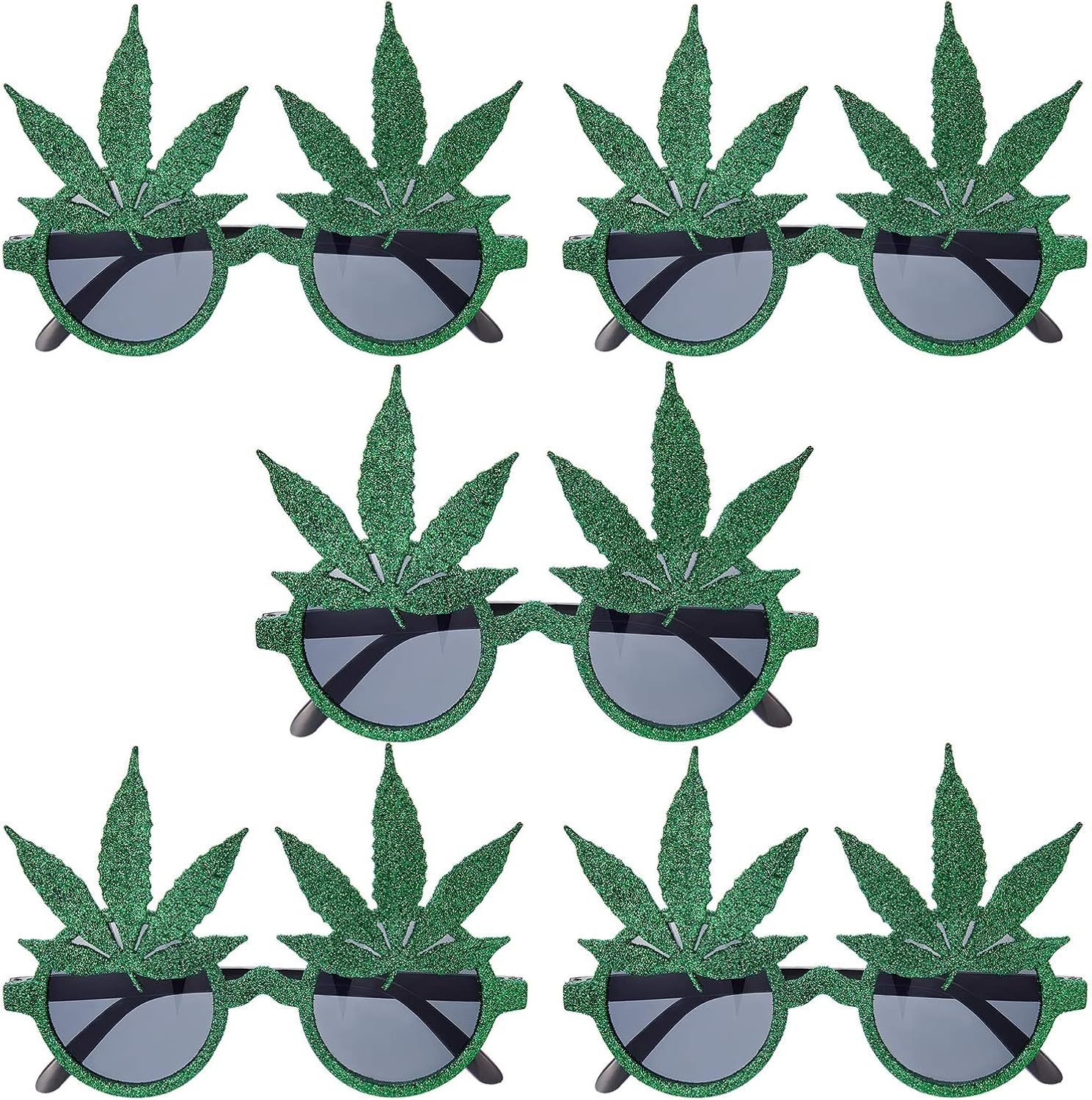 5 Pairs Marijuana Glasses Glittered Weed Glasses Pot Leaf