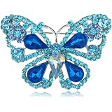 Alilang Starfish Pendant Necklace – Aquamarine Blue Rhinestones, Silver Tone Chain, Adjustable Length