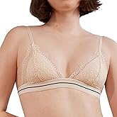 FREELASS Floral Lace Bralette, Comfort Wireless Triangle Padded Bralette for A-BCup