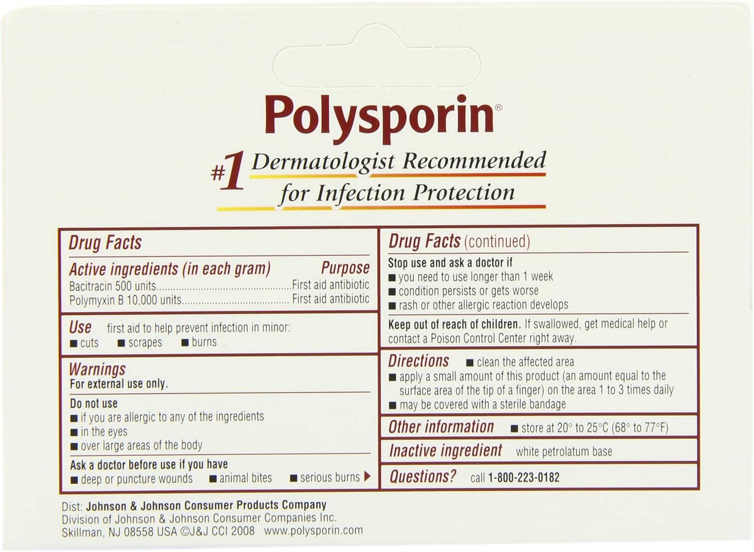 Polysporin First Aid Topical Antibiotic Ointment with Bacitracin Zinc & Polymyxin B Sulfate, For Infection Protection & Wound Care Without Neomycin, Travel Size, 1.0 oz: Health & Personal Care