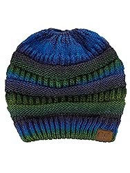 C.C BeanieTail Soft Stretch Cable Knit Messy High