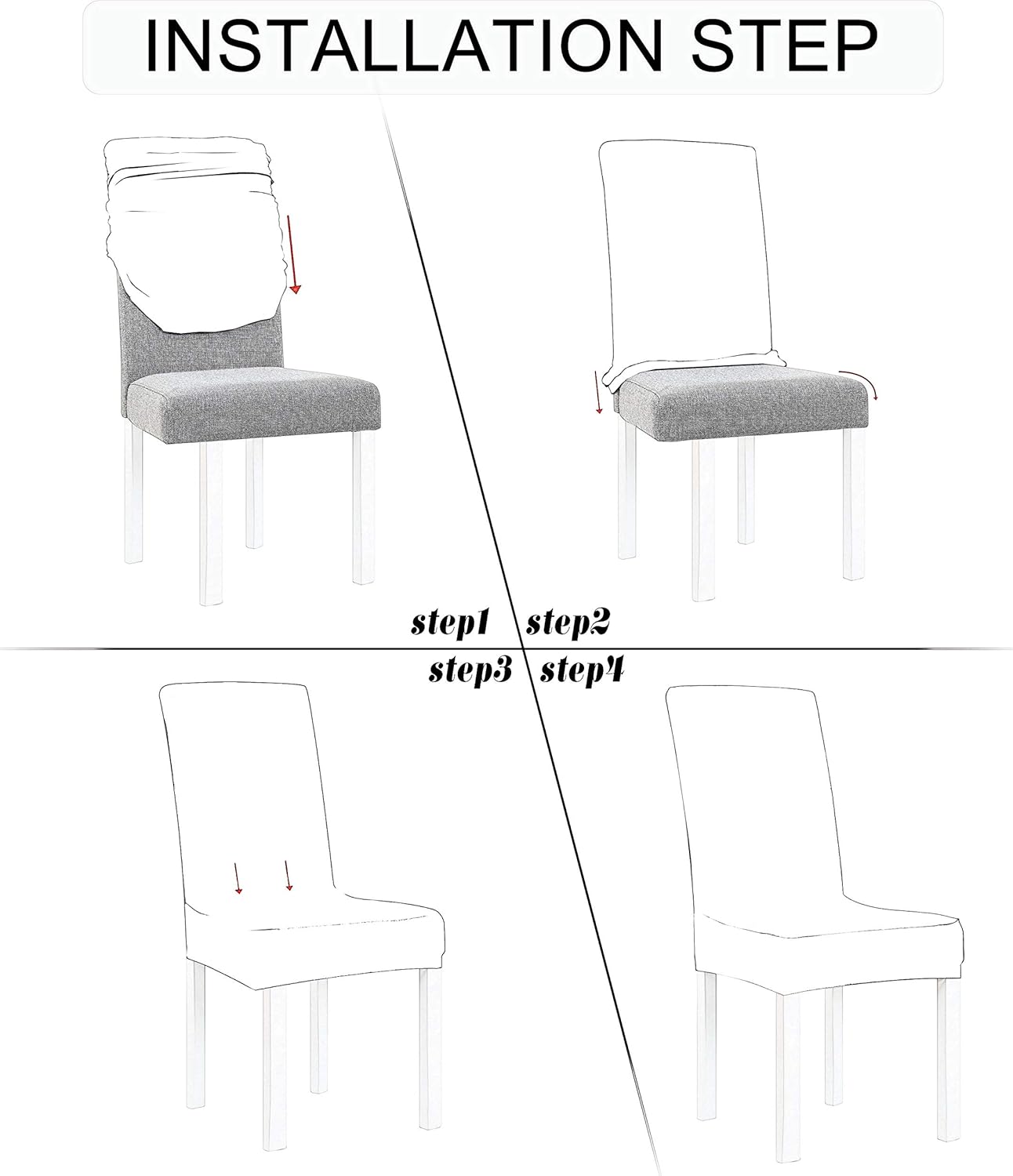 Obstal Black Stretch Spandex Dining Room Chair Covers – Set of 4 Universal Removable Washable Chair Seat Slipcovers Protector for Kitchen, Ceremony, Wedding, Banquet, Hotel and Party: Kitchen & Dining