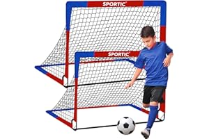 SPORTIC 2 Pack 4' x 3' Soccer Goal Net Set, Pop Up Kids Practice Soccer Goals for Indoor and Outdoor.Portable Soccer Net with Carrying Bag & Ground Pegs, Perfect for Backyard, Field, Court