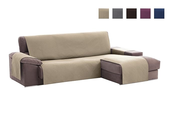 Textil-home Adele Chaiselongue Sofabezug, Beschützer für Rechtsarm Gesteppte Sofas. Größe -200cm. Farbe Beige (Vorderansicht)