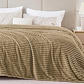 BEDELITE Fleece Blanket King Size – 3D Ribbed Jacquard Soft and Warm Decorative Fuzzy Blankets – Cozy, Fluffy, Plush Lightweight Throw Blankets for Couch, Bed, Sofa(Brown, 108x90 inches)