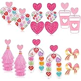 6 Pairs Valentine's Day Earrings for Women, Valentines Heart Earrings Arch Bow Tassels Holiday Dangle Earrings Bulk for Women,Holiday Jewelry Gifts for Women and Teens