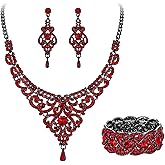 EVER FAITH Wedding Jewelry Sets Crystal Retro 1920s Vase Art Deco Bridal Prom Necklace Earrings Stretch Bracelet Set for Bride