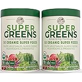 Country Farms Super Greens Natural Flavor, 50 Organic Super Foods, USDA Organic Drink Mix, Fruits, Vegetables, Super Greens, Mushrooms & Probiotics, Supports Energy, 40 Servings, 10.6 Oz, 2 Pack