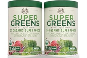 Country Farms Super Greens Natural Flavor, 50 Organic Super Foods, USDA Organic Drink Mix, Fruits, Vegetables, Super Greens, Mushrooms & Probiotics, Supports Energy, 40 Servings, 10.6 Oz, 2 Pack