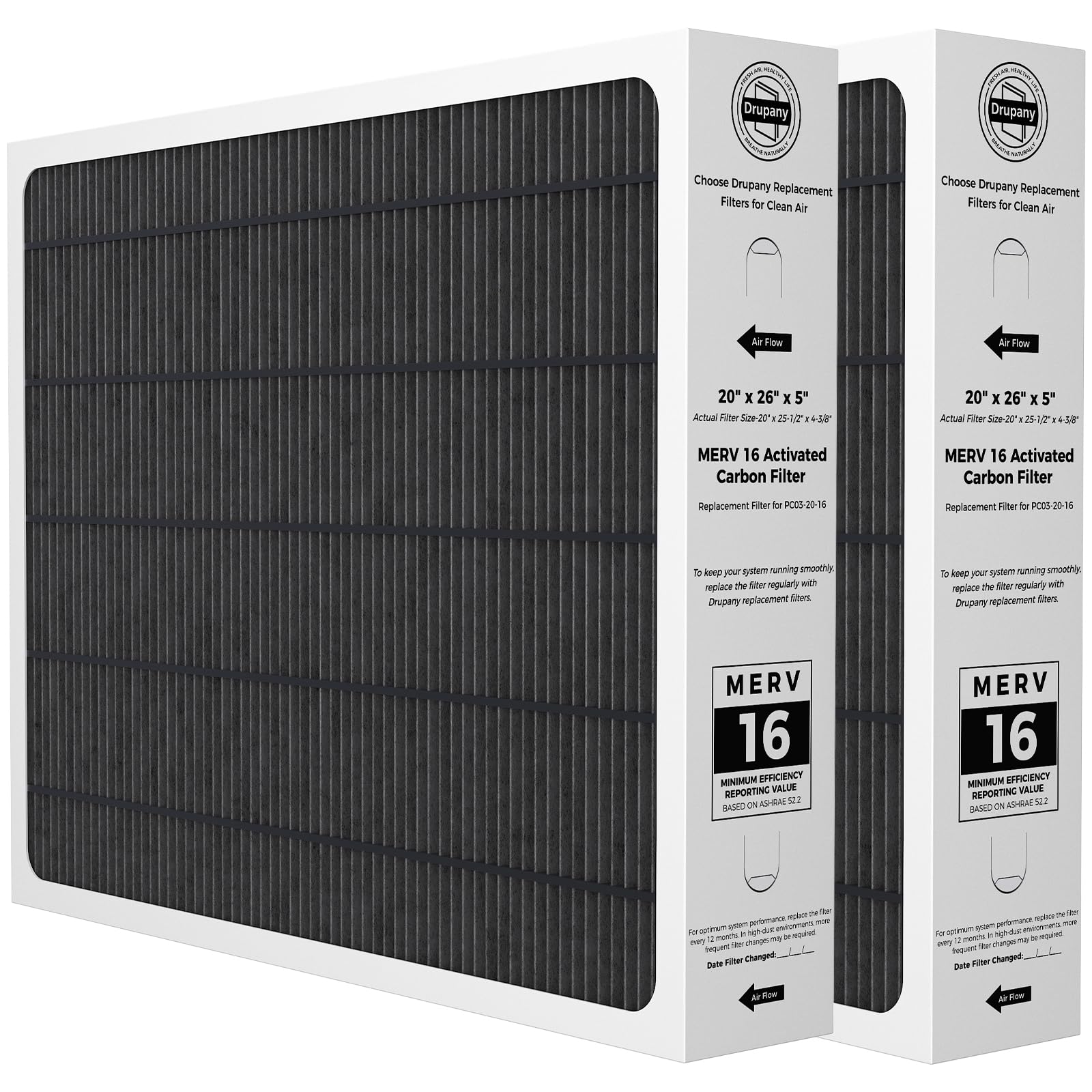 Photo 1 of 2 Pack Y6604 20x26x5 MERV 16 Air Filter Replacement, Compatible with Lennox Y6604 for PureAir PCO3-20-16 Air Purification System, MERV 16 Furnace Filter for HVAC Systems