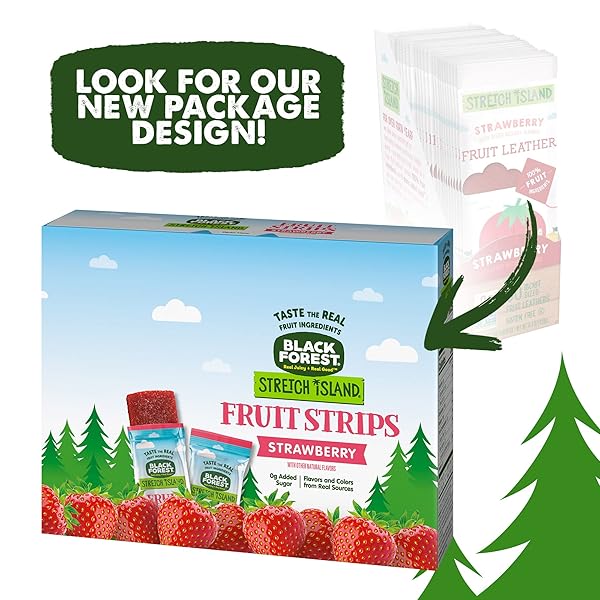 BLACK FOREST STRETCH ISLAND FRUIT STRIPS, STRAWBERRY, 0.5OUNCE STRIPS (PACK OF 30)