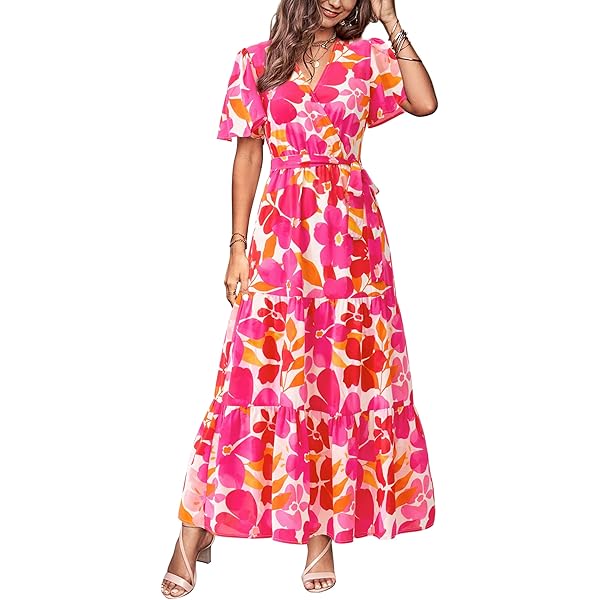 Wedding Dress Venus New Dresses Floral Dress For Women Women's Floral Maxi  Dress Sleeveless V-Neck Wrap Summer Sundress Beach Vacation Maxi Dress