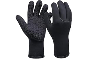 Dizokizo Water Gloves, 3mm Neoprene Five Finger Warm Wetsuit Winter Gloves for Scuba Diving Snorkeling Surfing Swimming