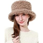 LA CARRIE Women Winter Faux Fur Bucket Hat Plush Fuzzy Furry Warm Fisherman Cap