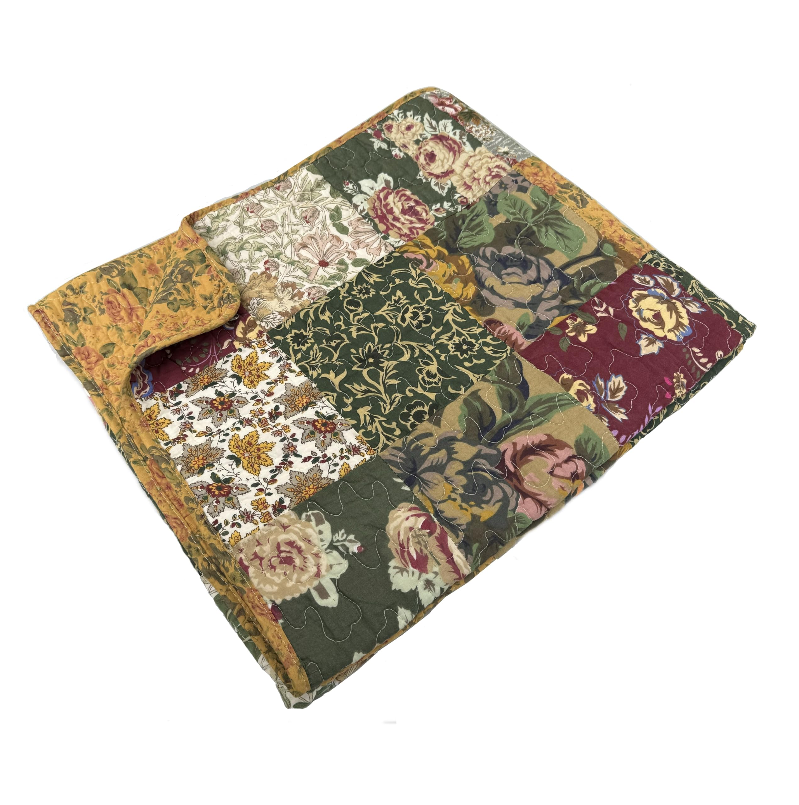 Photo 1 of Barefoot Bungalow Greenland Home Antique Chic 100% Cotton Authentic Patchwork Quilted Throw, 50" x 60", Multicolor