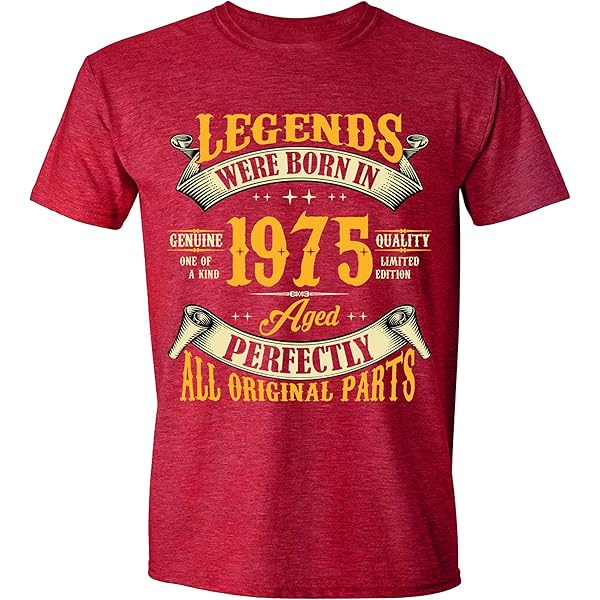1975 Born 50th Birthday T-Shirt - Legends Were Born Vintage Tee For Men