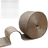 AggSound Exhaust Wrap Basalt Fiber with Metal Ties 4" x 50' Titanium | Exhaust Heat Wrap for Headers Manifolds Pipes Fits Motorcycle Car Truck ATV Heat Resistant Construction