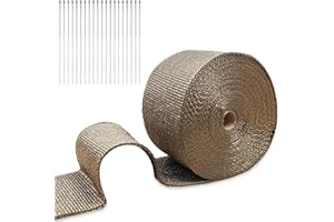 Aggsound 2" x 66' Exhaust Heat Wrap Titanium Pliable Lava Fiber Muffler Roll Pipes, 5cmx20m Basalt separated by tropical zone, Shield Tape with 20 Stainless Locking Ties