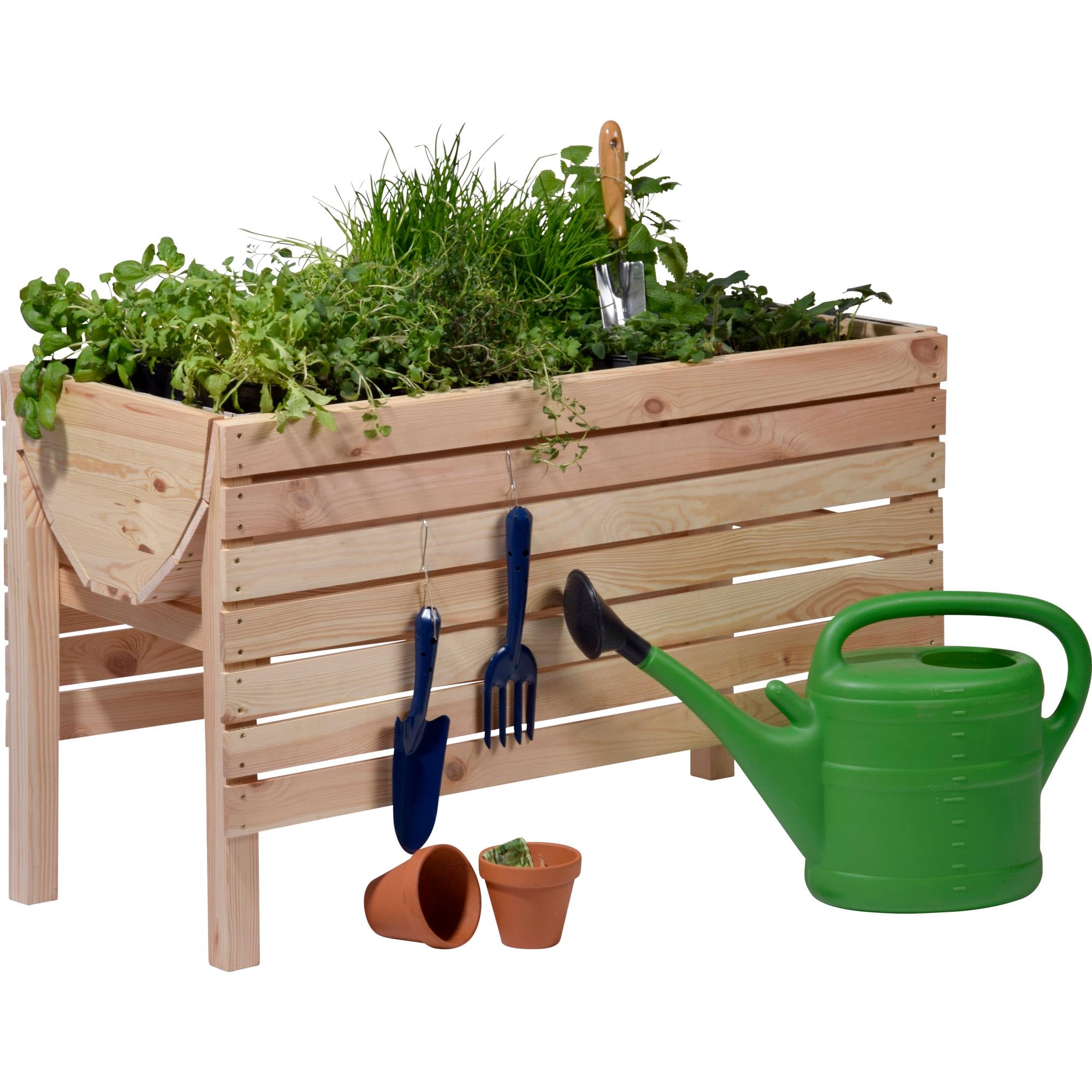 dobar 58196e Decorative Wooden Pine Raised Bed, Table Bed Kit for Vegetables, Herbs, Flowers/Can be Fitted Almost Anywhere in the Garden or on a Terrace/Balcony, 100 x 45 x 60 cm